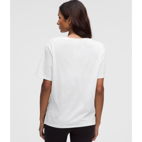 NWT Lululemon Relaxed Fit Boatneck T Shirt Sz 10 White Pima Cotton Short Sleeve - Picture 4 of 16